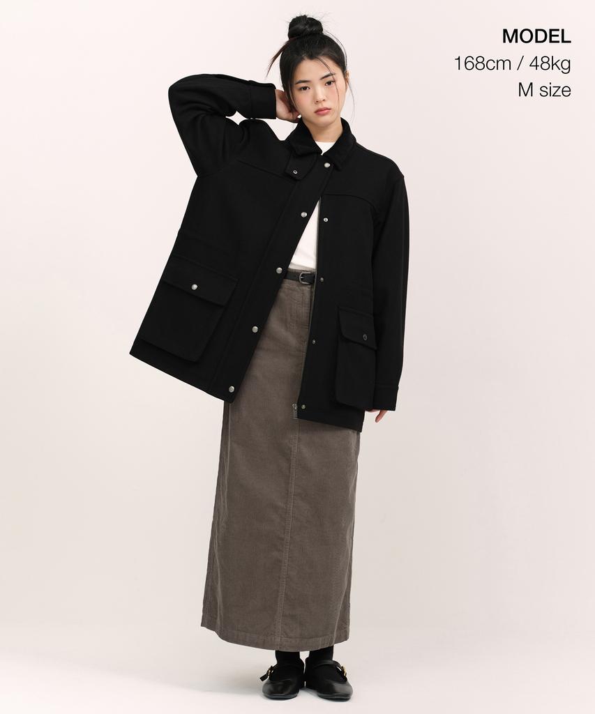 MUSINSA STANDARD WOMAN Женская охотничья куртка из смесовой шерсти [Черный]
