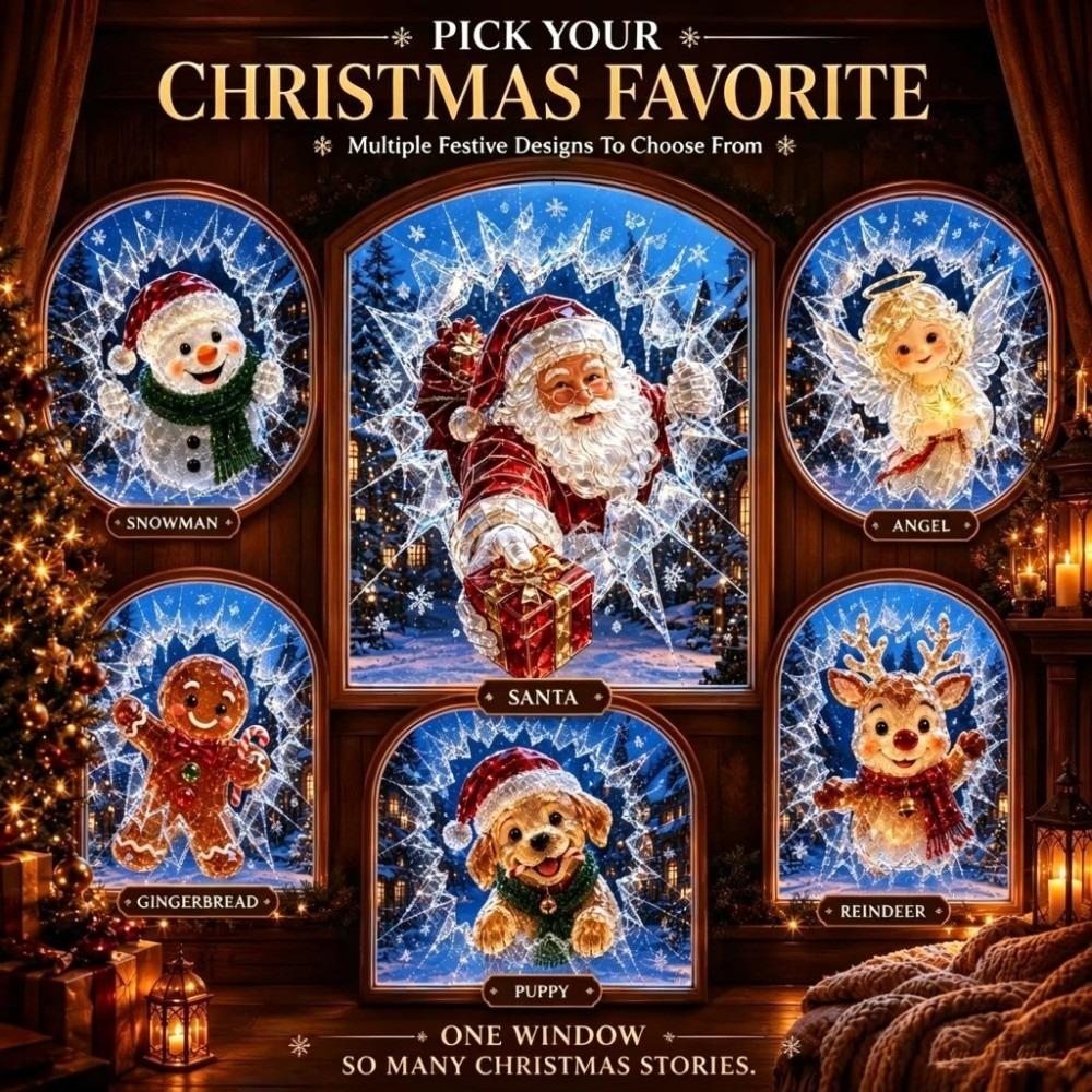 Reusable Window Sticker 3D Break Through Christmas Decoration Christmas Window Decals Window Decor