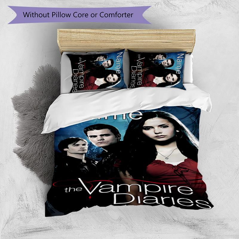 3pcs the Vampire Diaries Cover Set - Personalized Name, HD Printed Bedding with 1 Cover and 2 Pillowcases - Perfect for Home Decor, Easy Care