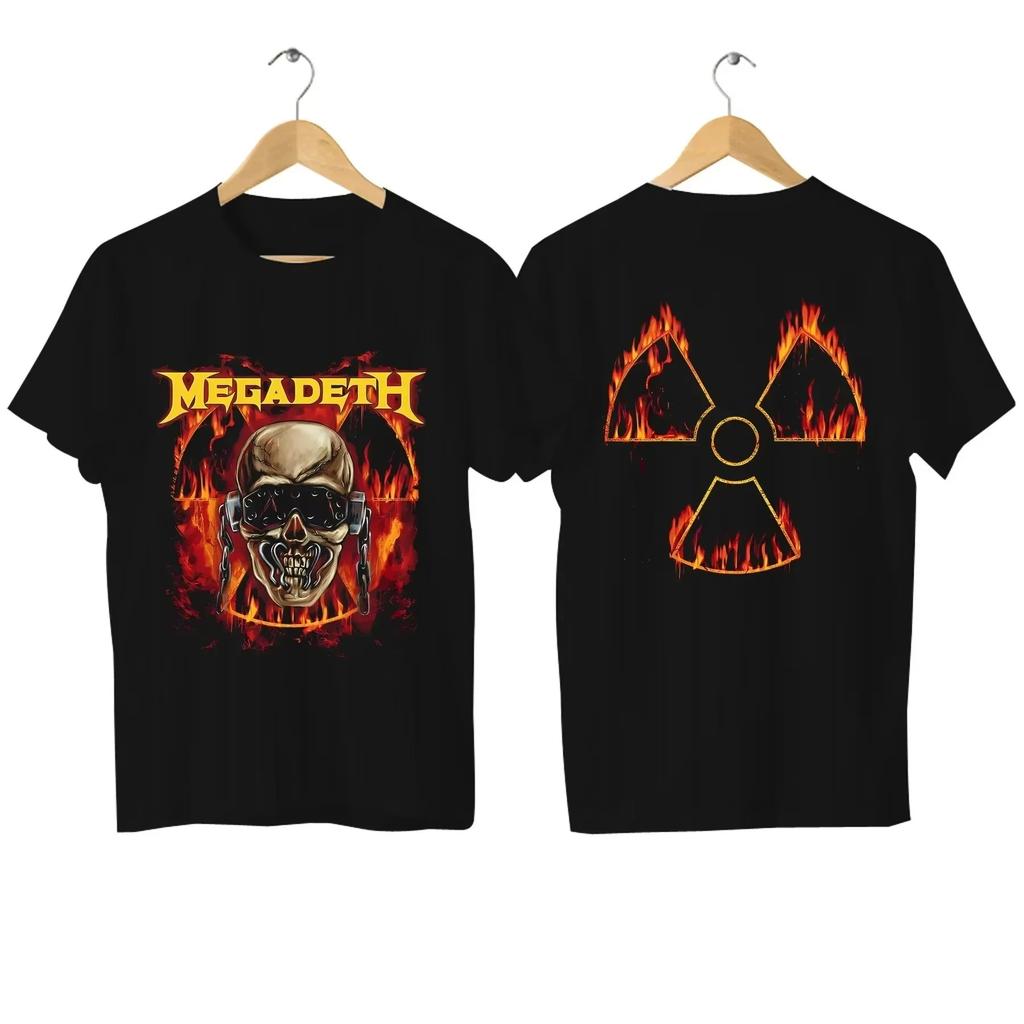 Футболка Megadeth Повседневная С Пламенным Виком Мужская Женская Футболка С Графикой Оверсайз Уличная Одежда Спортивные Топы Дышащие Удобные Уличная Одежда