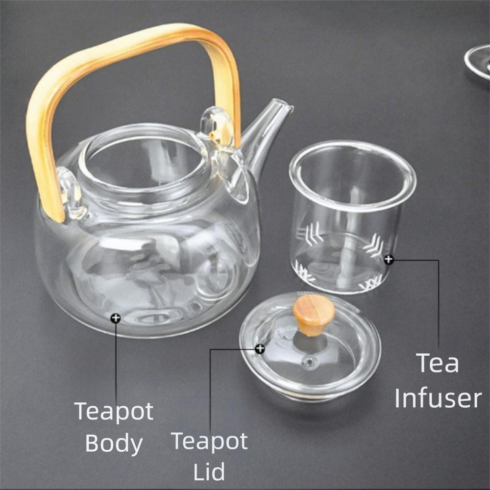 Fluent 1000ml Glass Tea Pot with Handle Tea Soup Separation Japanese Style Teapot Transparent Borosilicate Glass Teapot Home Use