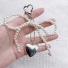 Ins Style Bowknot Pearl Beaded Key Chain Silver Love Phone Chain Headphone Case Pendant Ccd Lanyard Charms Bag Decor