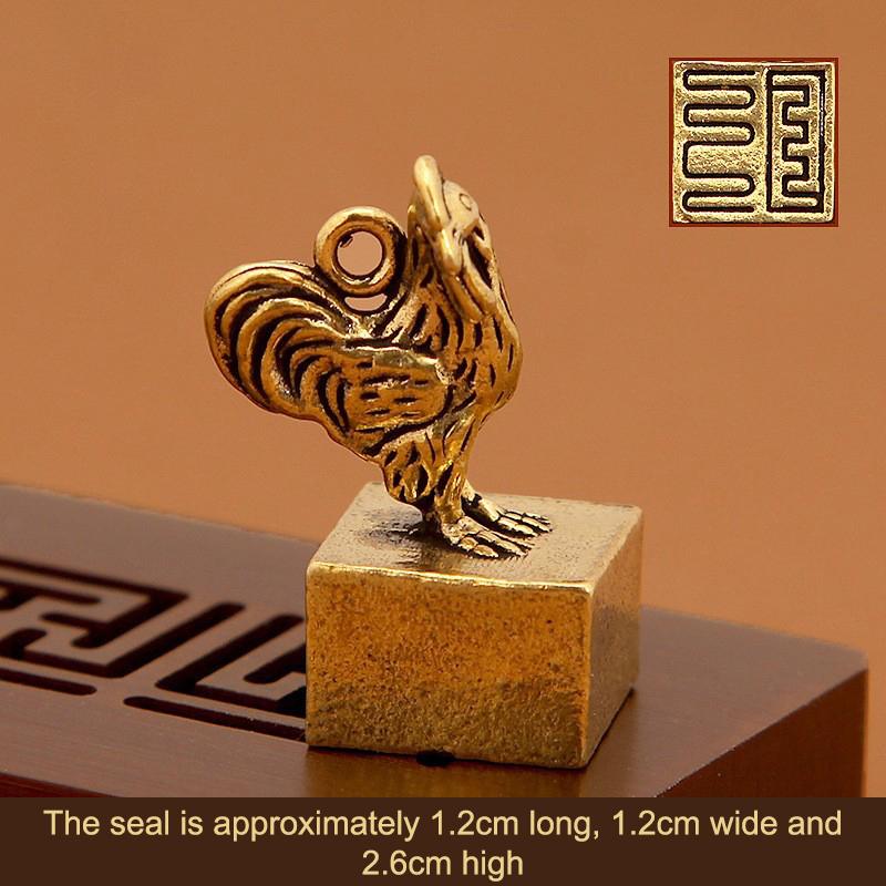 Vintage Brass Chinese Zodiac Seal Ornament Decorations Figurines Miniatures Home Decor Accessories Craft Souvenirs And Gifts
