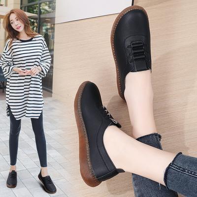 Женская зимняя кожаная обувь, модная повседневная женская кожаная обувь, женская удобная рабочая обувь без застежек