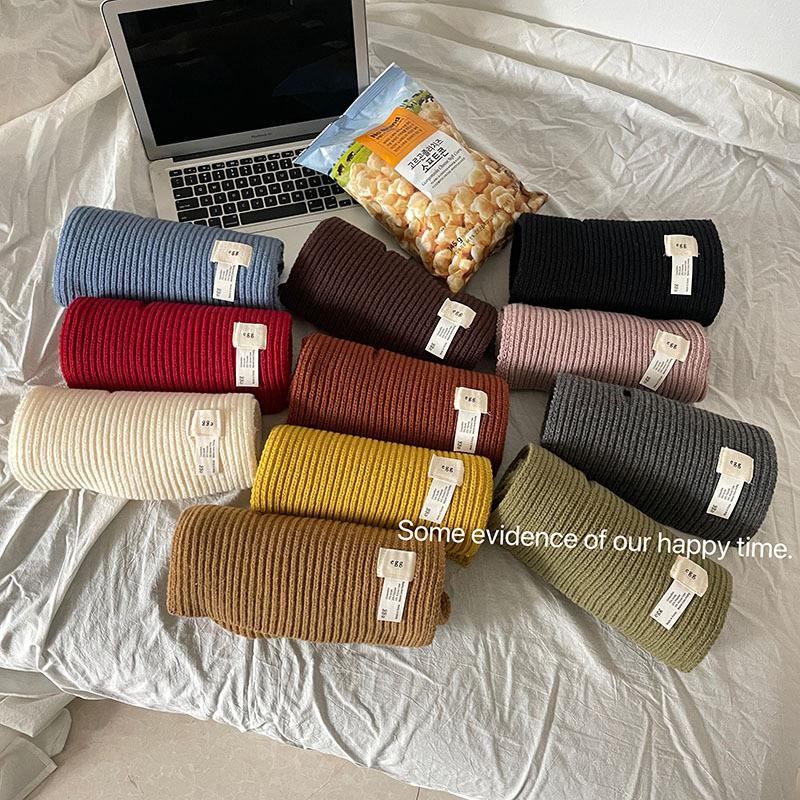 Scarf Designer Niche Macaron Candy Solid Color Cross Wool Fashion Ins Knitted Scarf
