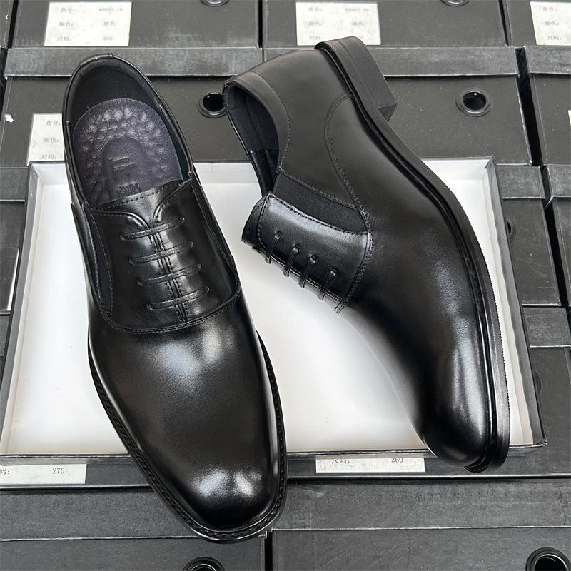 Высококачественные кожаные туфли мужские, облегающие деловые туфли из дышащей кожи для костюма, рабочие туфли с одной педалью, мужские кожаные туфли с деревянным корнем