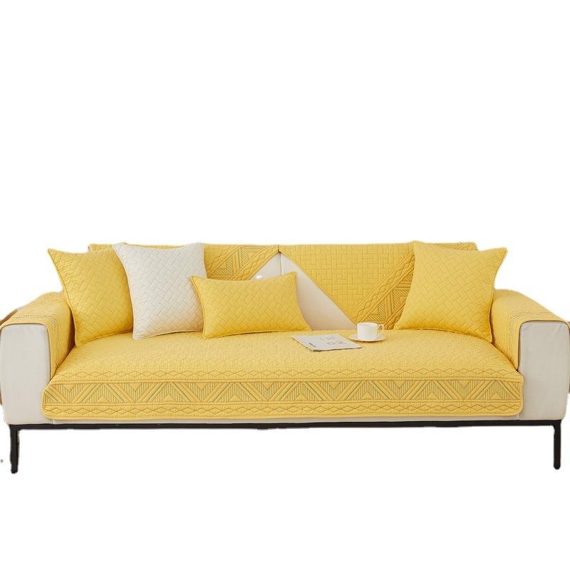 Sofa Cushion Four Seasons Non-Slip Pure Cotton Simple Modern Universal Pure Cotton Solid Color Cushion Cover Cloth Summer Sofa Cover Slipcover