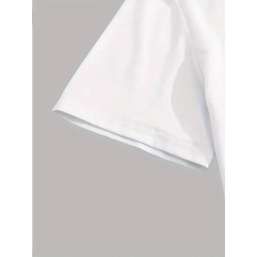 Футболка мужская с круглым вырезом и коротким рукавом с принтом алфавита - мягкая, слегка эластичная полиэстеровая ткань, машинная стирка, всесезонная одежда