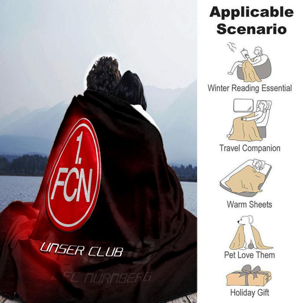 Nurnberg Football Club Flannel Blanket, Soft Polyester, Modern Design, All-Season for Camping, Travel, Gifts for holidays or birthdays