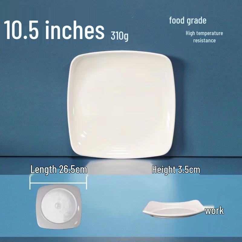 White Square Melamine Dinner Plate