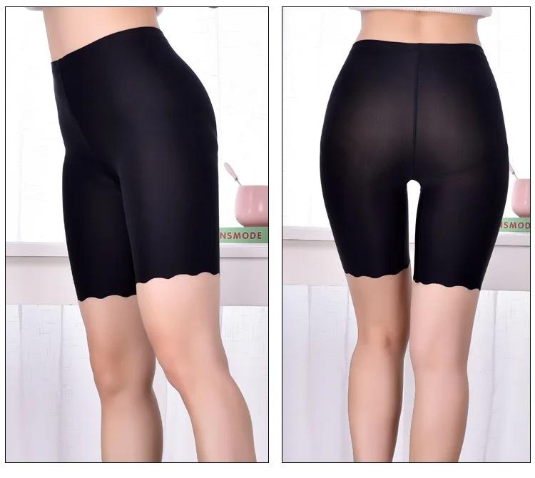 Seamless Ice Silk Safety Short Pants Women Thin Plus Size High Waist Under Skirt Boxers Panties Anti Rub Thigh Safety Shorts