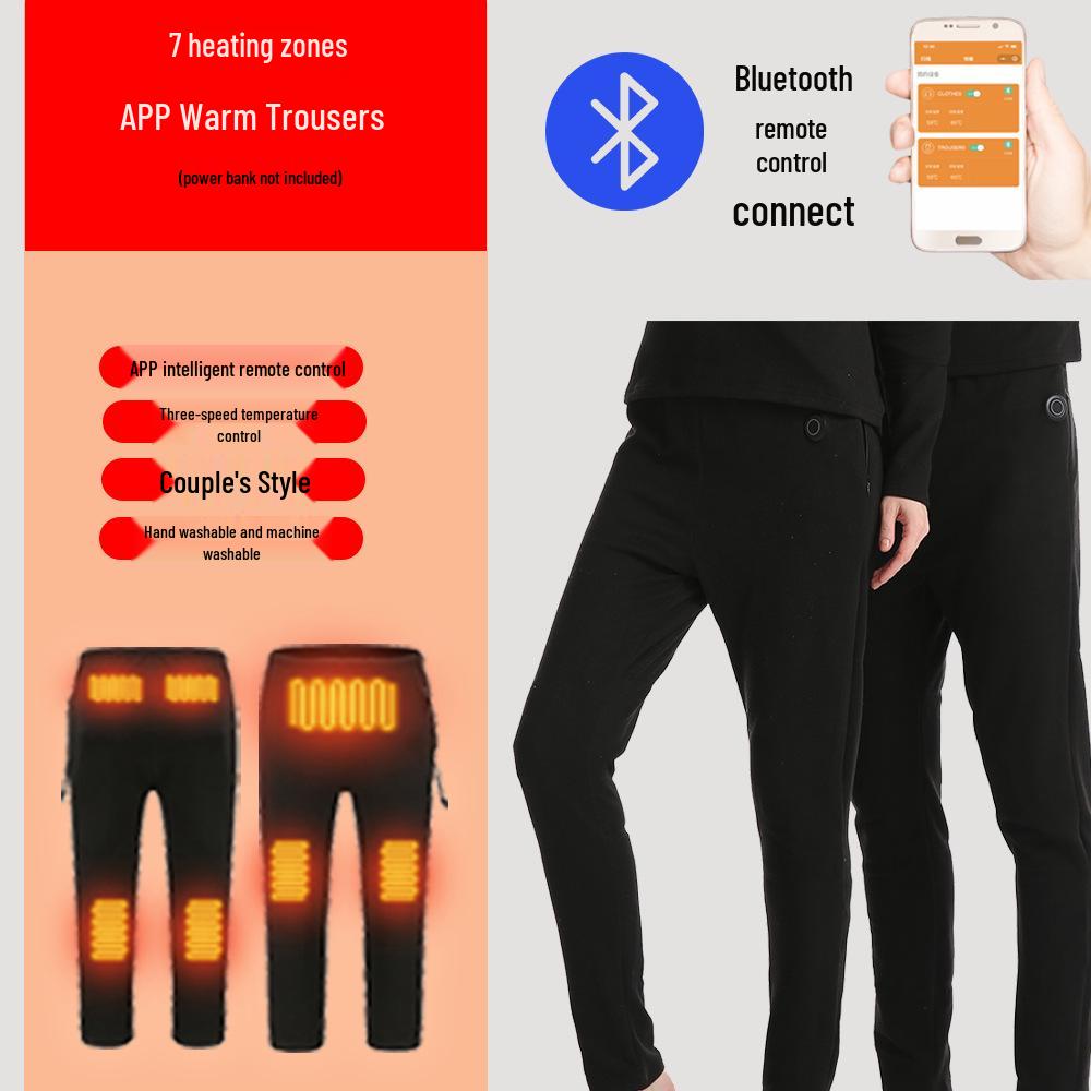 Bluetooth-Controlled Heated Thermal Underwear Set for Men and Women - USB Electric Heating with Velvet-Lined Warm Pants