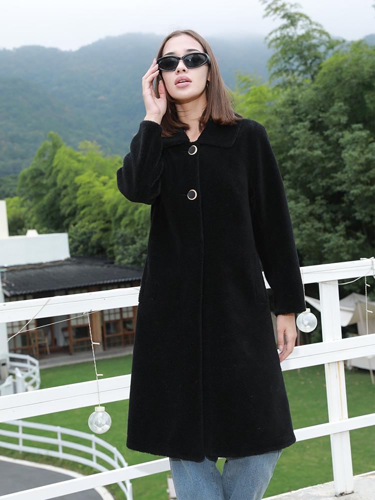 Женская одежда из зернистой плюшевой шерсти, осенне-зимнее теплое пальто из высококачественного искусственного меха