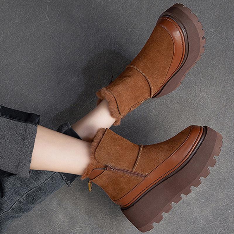 Женские зимние ботильоны на платформе из замши Desogner, короткие, плюшевые, хлопковые, на среднем каблуке, тренд 2025 года, теплые, удобные, женские ботинки