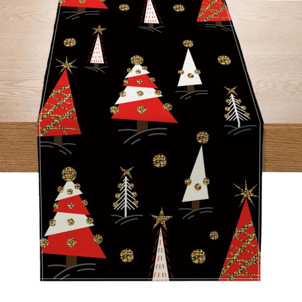 Праздничная скатерть-дорожка Рождественское украшение Принт Льняная настольная салфетка Маленькая накидка на обеденный стол