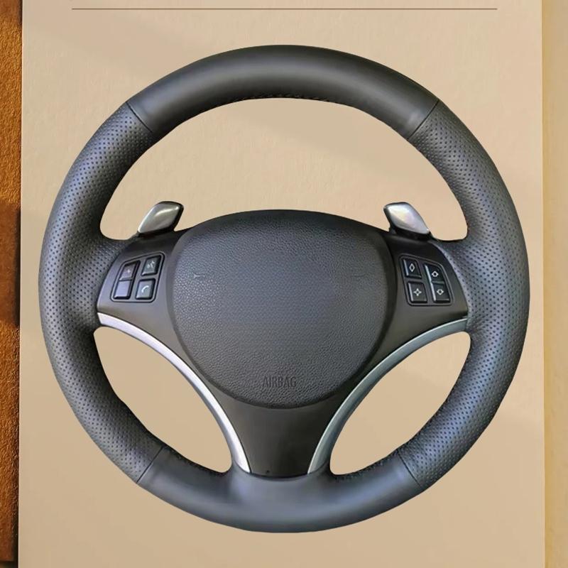 Car Steering Wheel Cover Non-slip Leather Braid Car Accessories For BMW 1 Series E81 E82 E87 E88 3 Series E90 E91 E92