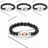 Men And Womens Beaded Bracelet Autism Awareness Black Stretch Cord