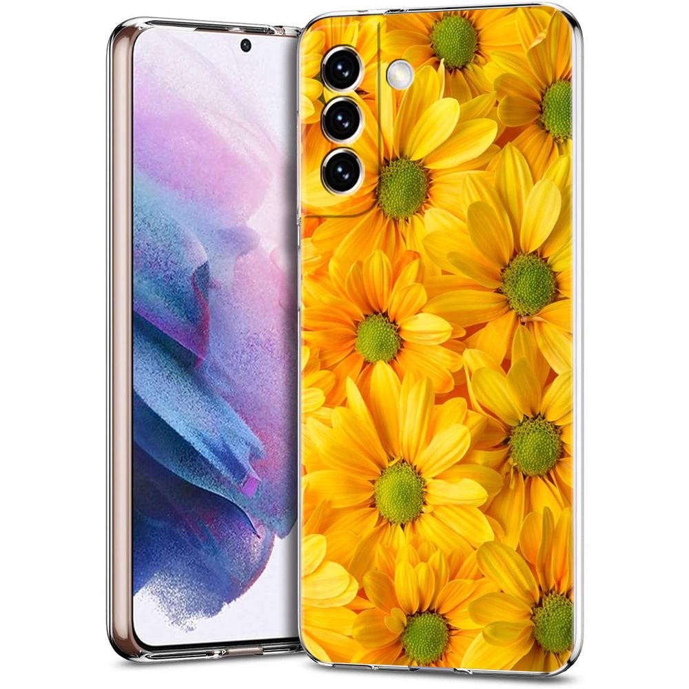 Чехол для телефона Samsung Galaxy S24 Ultra S23 FE S22 S20 S21 5G S10 S9 Plus S10E S8 Силиконовый Прозрачный Красивые Цветы Листья Чехол