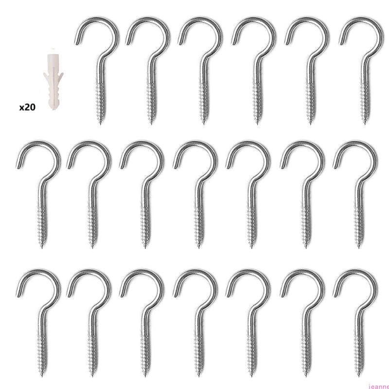 20 Pcs Stainless Steel Eye Screws Hooks Self-Tapping Ceiling Hooks