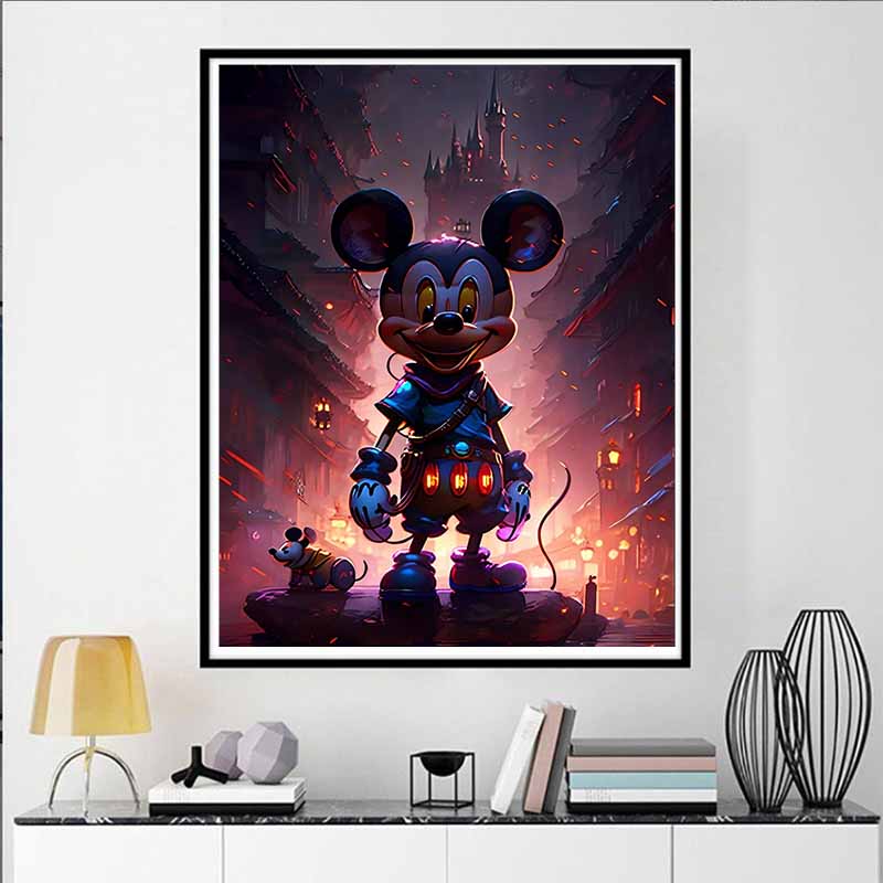 Disney Алмазная мозаика Микки Маус Мрачное Приключение Стиль Иллюстрация Настенное Украшение Полная Алмазная Вышивка Крестиком Сделай Сам Подарок Украшение Дома