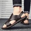 Fashion Men's Sandals Comfortable Soft Leather Sandals Casual Men's Shoes Half Slipper Business Men Shoes British Gentleman Leisure Walk
