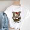 Верхняя одежда с 3D забавным милым котом, весенняя модная женская одежда, летняя футболка с короткими рукавами и графическим рисунком, женская повседневная футболка