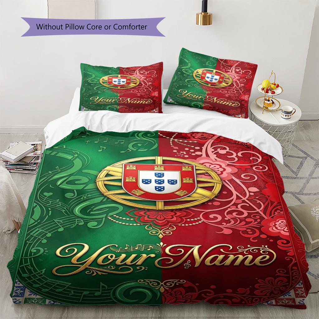 Name Custom PORTUGAL Pattern Bedding Set Quilt Cover Pillowcase Home Decor Gift (1 * duvet cover + 2 * pillowcase, without core)