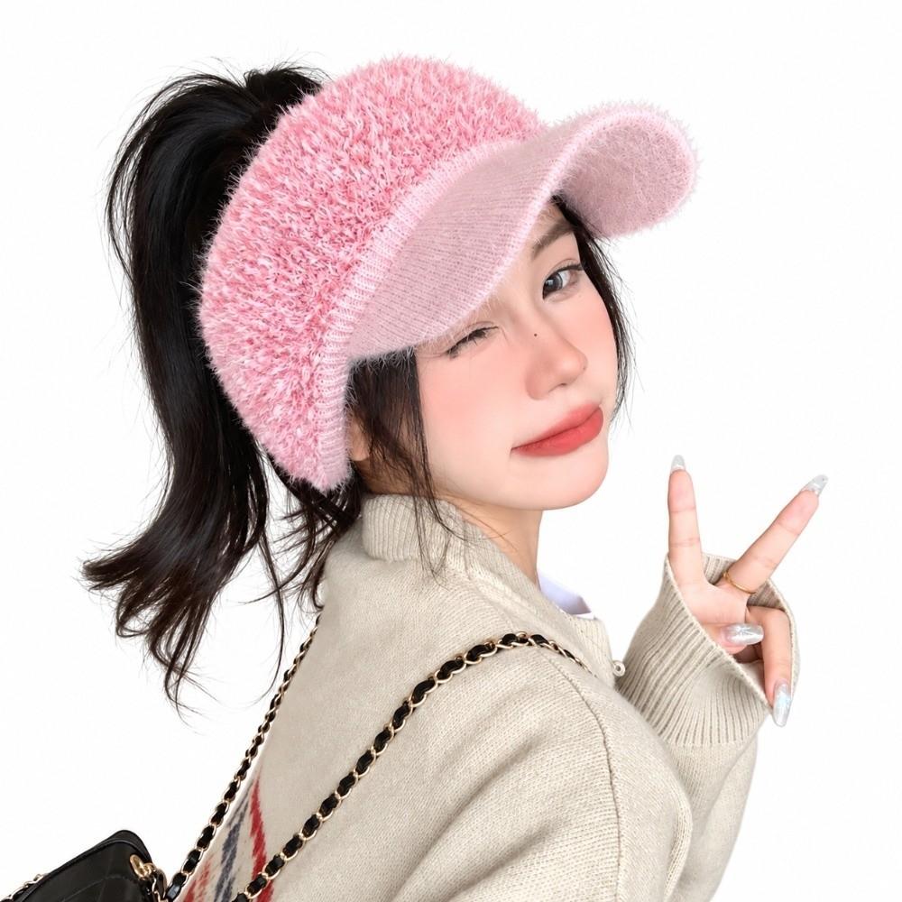 Empty Top Knitted Beanie Hat Soft Windproof Bonnet Fashion Winter Warm Hat Women Girls