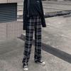 Брюки в клетку, женские летние тонкие драпированные брюки с высокой талией, свободные узкие прямые брюки, широкие брюки, повседневные брюки