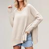 V-neck Irregular Splicing Pullover Loose Fitting European And American Women's Sweater