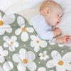 Groovy Daisies Floral Retro Daisy Pattern Sage Olive Green Throw Blanket Hairys Bed covers Softest funny gift Blankets