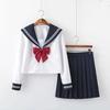 Girls School Uniforms Navy Costume Women Sexy Navy JK Suit Sailor Blouse Pleated Skirt