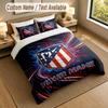 3Pcs Bedding Set Custom Name Text, 1 Sheet 2 Pillowcases Home Bed DecorAtletico Madrid