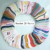 10/20 пар женских хлопковых мультяшных коротких носков случайных цветов, однотонные конфетные цвета, модные носки для девочек