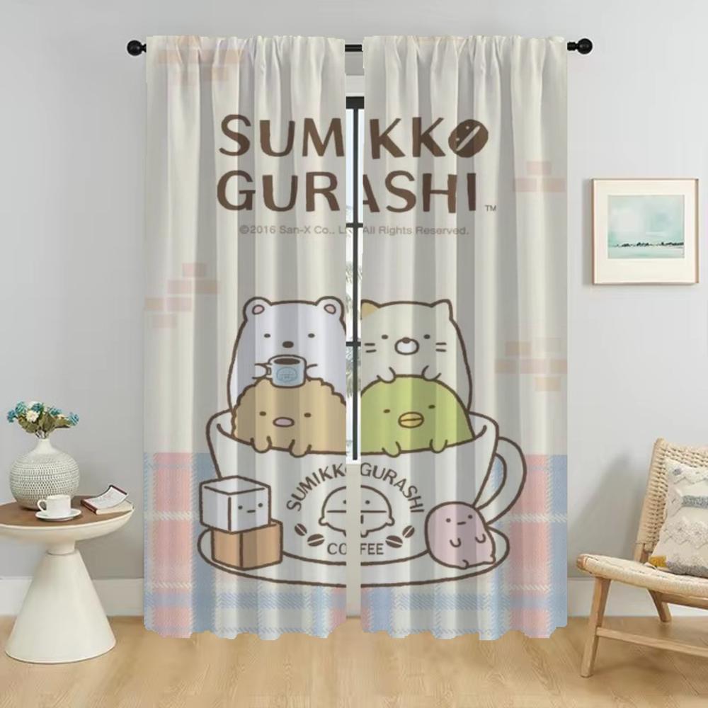 Оконная штора для комнаты 2 панели Sumikko Gurashi Современные шторы для гостиной Перегородка Хэллоуинская декорация Тюль для спальни