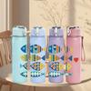 1PC Colorful School Of Fish Print 750ml Color Plastic Sports Water Bottle Leakproof Flip Straw Lid Suitable for Sports Office Home Use