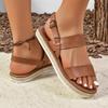 2024 Women Flat Sandals Leather Cross Strap Rome Style High Quality Summer Ladies Shoes Buckle Strap Sandálias Femininas