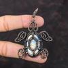 Голубой шеелитовый кулон, обернутый медной проволокой, подвеска в виде черепахи, ювелирное изделие ручной работы, потрясающий кулон с драгоценным камнем, изумительное медное ювелирное изделие, подарок на помолвку