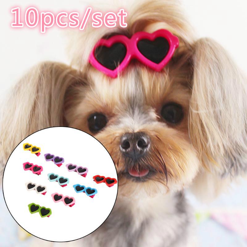 1/5/10Pcs Fashion Pet Dog Hair Bows Clips Love Style Doggie Boutique Sunglasses Pet Grooming