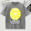 When Life Give You Lemons Pattern Washed Men T Shirt Summer Trendy Tee Shirts Soft Cotton O-Neck Short Unisex Loose Top