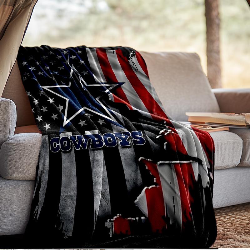 American Flag Cowboys Blanket Outdoor Flannel Blanket for Camping, Hiking, Garden Parties, Picnic Essentials,gift for family and friends