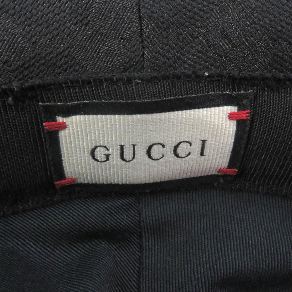 Great GUCCI hat GG Canvas Fedora Bucket Hat black polyester mens 576587 Used