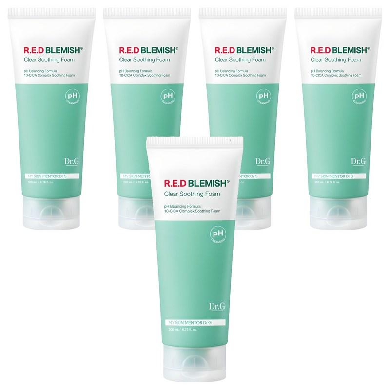 Dr.G Mildly Acidic Red Blemish Clear Soothing Foam, 200ml, 5 pcs