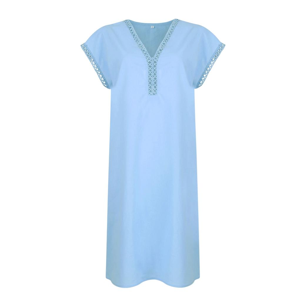 Ladies Lace Stitching V-neck Embroidery Exquisite Embroidered Dress