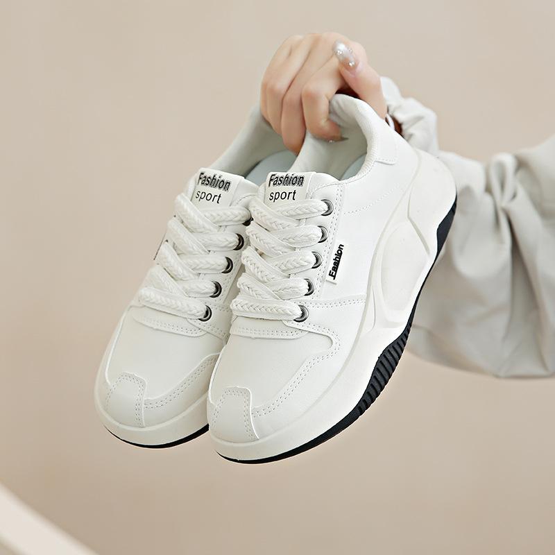 Женские повседневные массивные кроссовки на платформе, легкие кроссовки без шнуровки, дышащие прогулочные кроссовки из искусственной кожи, теннисные спортивные туфли на шнуровке для женщин