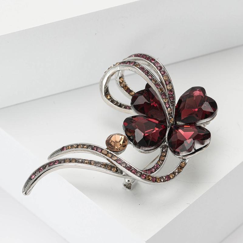 Модные броши-кристаллы со стразами в виде четырехлистного клевера для женской одежды, пальто, ювелирные аксессуары, подарки