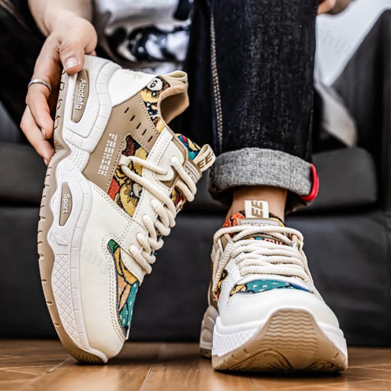 Модные кроссовки на платформе Весна Осень Мужские увеличивающие рост Дышащие Нескользящие Кроссовки Удобная Модная Шнуровка Повседневная Обувь