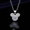 Mickey Pendant Necklace: 1 Carat Eight Hearts & Arrows Zircon, Women's Luxury Fashion Round Pendant.