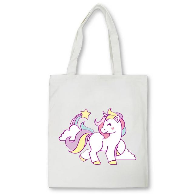 Dabbing Unicorn Panda Anime Shopper Bag Teenage Students Reusable Canvas Bag Handbag Bag Women's Shoulder Tote Bag Bolsas