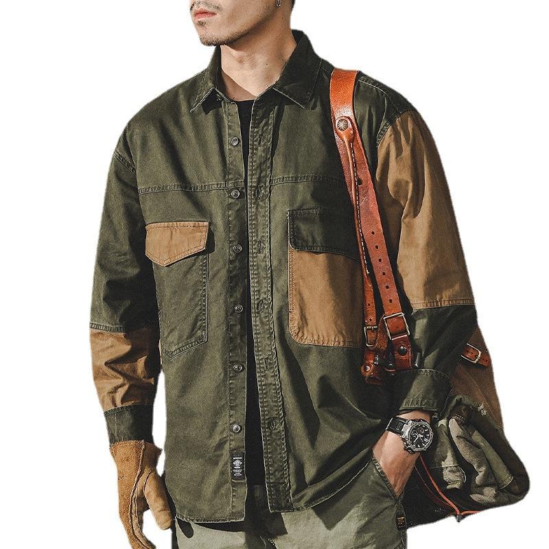 Jay Leno American Tooling Heavy Retro Long Sleeve Shirt Men'S Loose Trend Brand Tough Guy Hunting Jacket